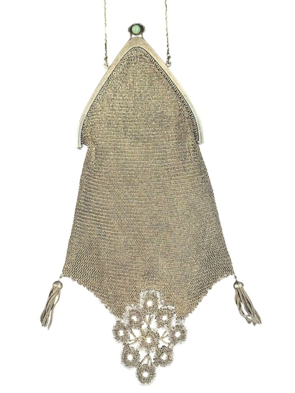Antique 1900-1920s Sterling Silver Mesh Evening Bag